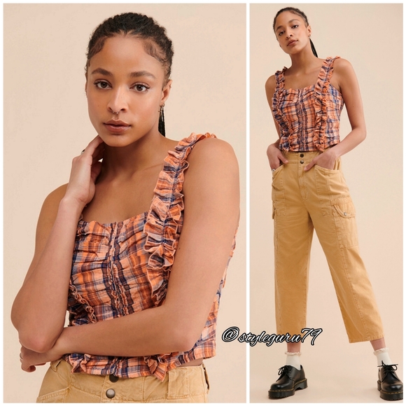 NWT, Anthropologie, VERB Ruffled Plaid Tank - Picture 2 of 3